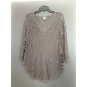 Soho Jeans New York & Company Open Knit‎ V-Neck Sweater Side Lace Up Medium